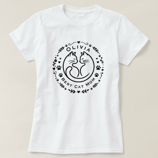 Personalized Name Best Cat Mom T-Shirt  (Design devant)