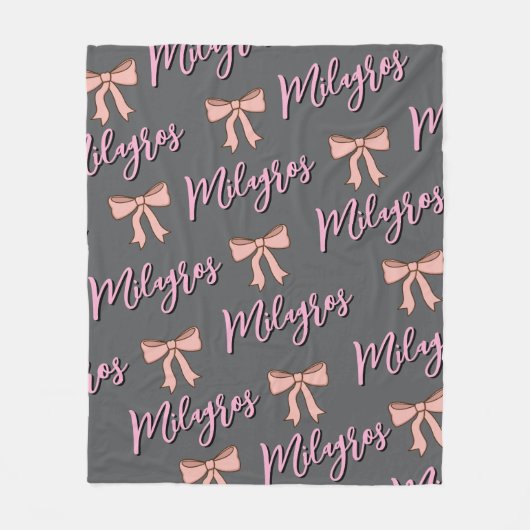 Personalized name blanket with bow, gift for girls fleece deken (Voorkant)