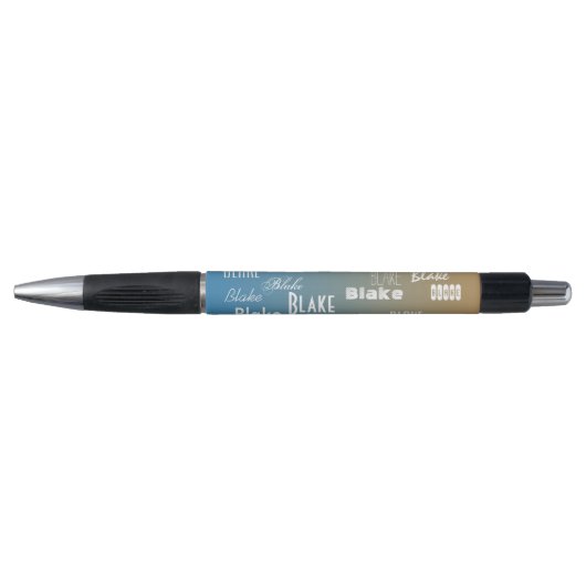 Personalized Name Blue peach sunset   Pen (Voorkant)