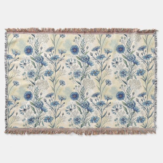 Personalized Name Blue Wildflowers Deken (Voorkant)