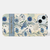 Personalized Name Blue Wildflowers iPhone Hoesje (Achterkant horizontaal)