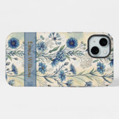 Personalized Name Blue Wildflowers iPhone Hoesje (Achterkant horizontaal)