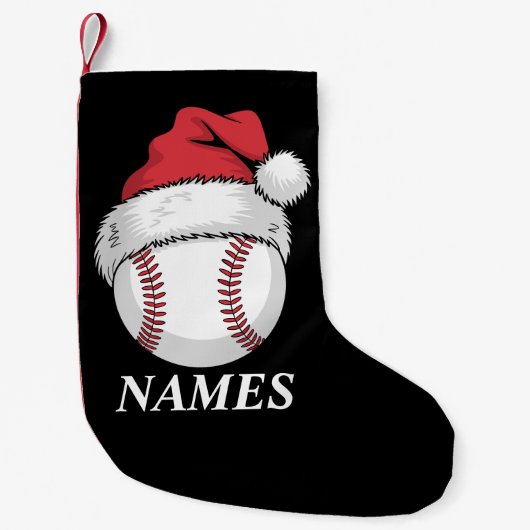 Personalized Name Christmas Baseball Santa Hat Kleine Kerstsok (Voorkant)