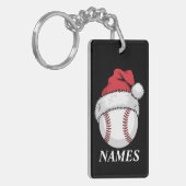 Personalized Name Christmas Baseball Santa Hat Sleutelhanger (Voorkant Links)