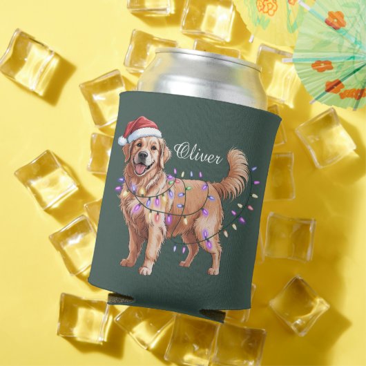 Personalized Name Christmas Golden Retriever Dog  Blikjeskoeler (Insitu Zomer)