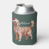 Personalized Name Christmas Golden Retriever Dog  Blikjeskoeler (Blikje Voorkant)