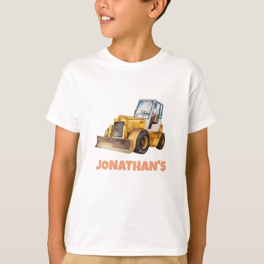 Personalized Name Construction Vehicle Bulldozer T-shirt (Voorkant)