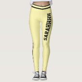 Personalized Name Cream And Black Stripes Fun Gift Leggings (Voorkant)