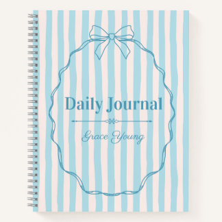 Personalized Name Custom Blue Ribbon  Elegant Notitieboek