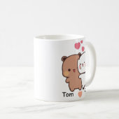 Personalized Name Cute Bear Couple Mug (Devant droit)