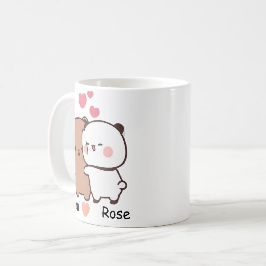 Personalized Name Cute Bear Couple Mug (Devant gauche)