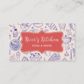 Personalized Name Cute Hand Drawn Food QR Code Visitekaartje (Voorkant)