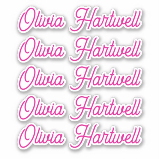 Personalized Name Decal – Repeated 5 Times Sticker (Voorkant)