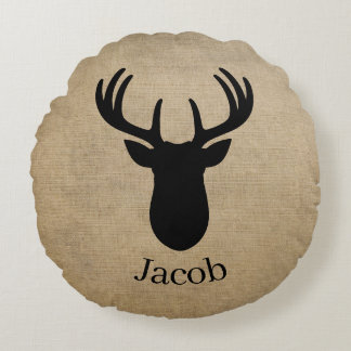 Personalized Name Deer  Rond Kussen