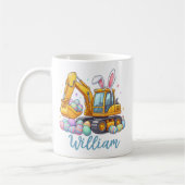 Personalized Name Easter Excavator Mug for Kids (Gauche)