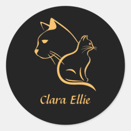 Personalized name - elegant cat  ronde sticker