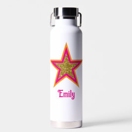 Personalized name elegant gold &pink star waterfles
