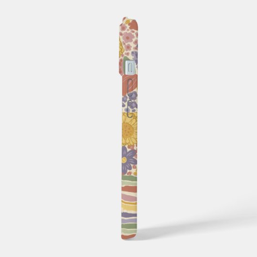 Personalized Name Floral Stripe Phone Case (Côté gauche)