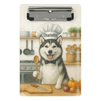 Personalized Name Funny Siberian Husky Dog Chef Mini Klembord