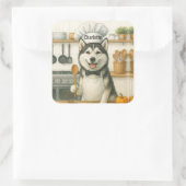 Personalized Name Funny Siberian Husky Dog Chef Vierkante Sticker (Tas)