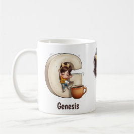 Personalized Name & G Sleepy Morning Plaid Charact Koffiemok
