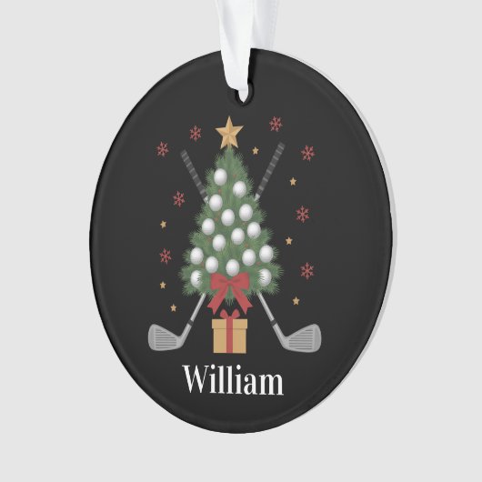 Personalized Name Golf Tree Equipment Christmas  (devant)