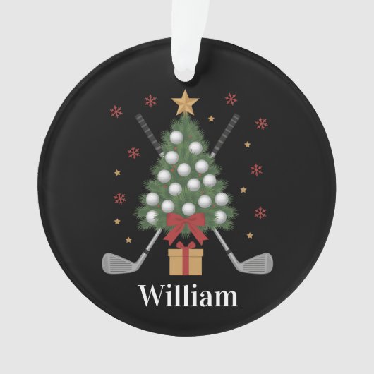 Personalized Name Golf Tree Equipment Christmas  (devant)