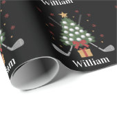 Personalized Name Golf Tree Equipment Christmas Cadeaupapier (Rol Hoek)