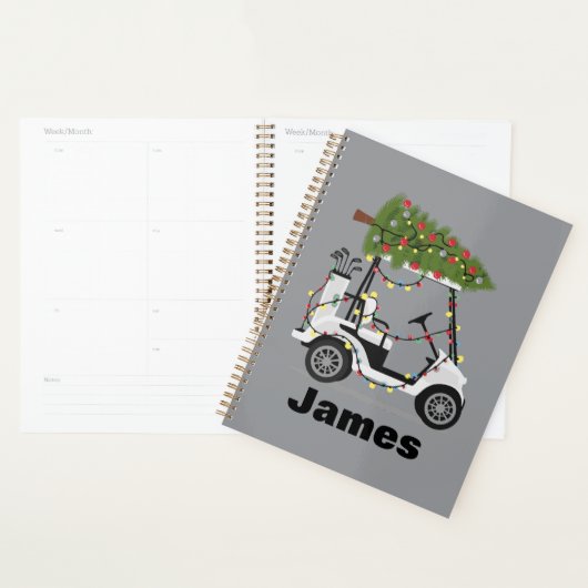 Personalized Name Golfer Christmas Golf Cart Xmas (Devant avec enveloppe)