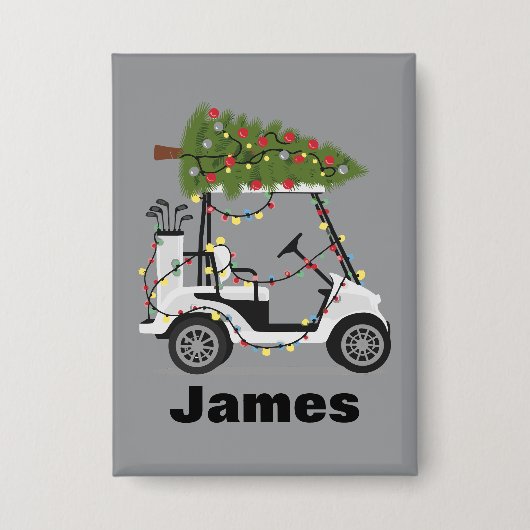Personalized Name Golfer Christmas Golf Cart Xmas  Button (Voorkant)