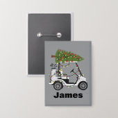 Personalized Name Golfer Christmas Golf Cart Xmas  Button (Voorkant / Achterkant)
