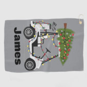 Personalized Name Golfer Christmas Golf Cart Xmas  Golfhanddoek (Horizontaal)