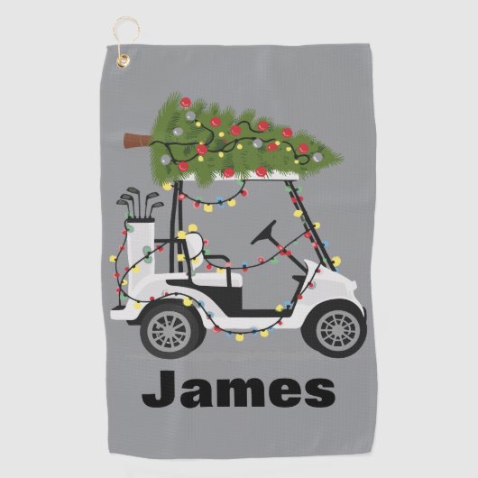 Personalized Name Golfer Christmas Golf Cart Xmas  Golfhanddoek (Voorkant)