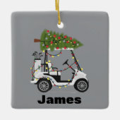 Personalized Name Golfer Christmas Golf Cart Xmas  Keramisch Ornament (Voorkant)