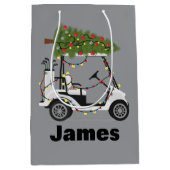 Personalized Name Golfer Christmas Golf Cart Xmas  Medium Cadeauzakje (Voorkant)