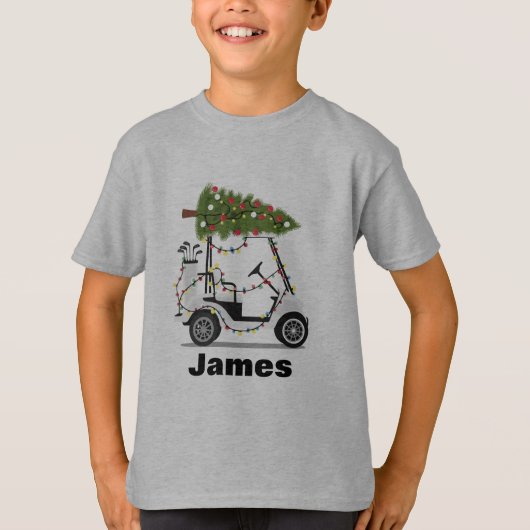 Personalized Name Golfer Christmas Golf Cart Xmas  T-shirt (Voorkant)