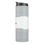 Personalized Name Gray Gingham Pattern Thermosbeker (Geroteerd rechts)
