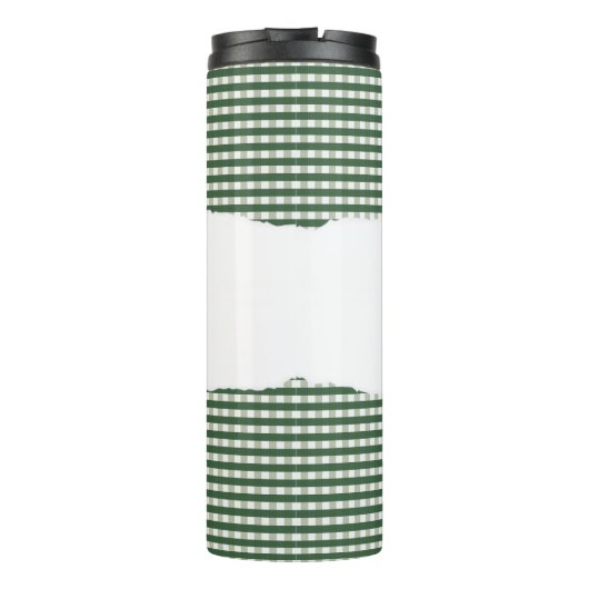 Personalized Name Green Gingham Pattern Thermosbeker (Achterkant)