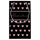 Personalized Name Heart Black Klein Cadeauzakje (Achterkant)