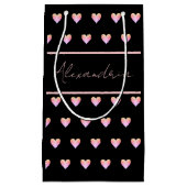 Personalized Name Heart Black Klein Cadeauzakje (Voorkant)