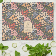 Personalized Name & Initial Floral Kitchen Towel