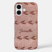 Personalized Name Linen Toile Powder Pink Stripes Case-Mate iPhone Case (Achterkant)