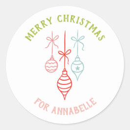 Personalized Name Merry Christmas Bauble Ronde Sticker
