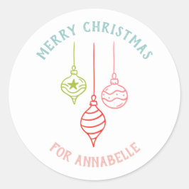 Personalized Name Merry Christmas Bauble Ronde Sticker