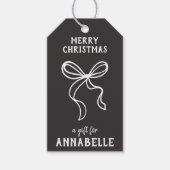 Personalized Name Merry Christmas Bow Cadeaulabel (Voorkant)