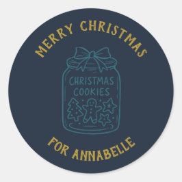 Personalized Name Merry Christmas Cookies Ronde Sticker