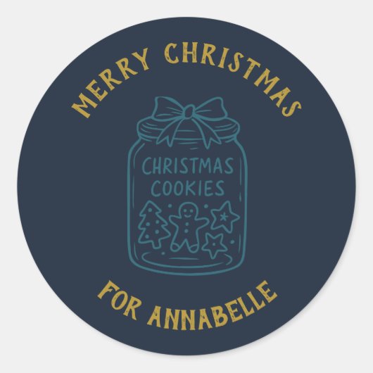 Personalized Name Merry Christmas Cookies Ronde Sticker (Voorkant)