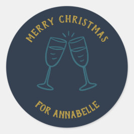 Personalized Name Merry Christmas Drinks Ronde Sticker