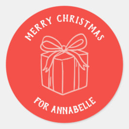 Personalized Name Merry Christmas Gift Ronde Sticker
