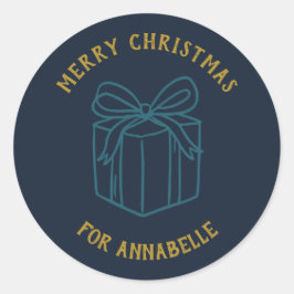 Personalized Name Merry Christmas Gift Ronde Sticker